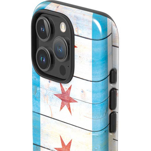 Chicago Flag Light Wood iPhone 16 Pro Impact Case